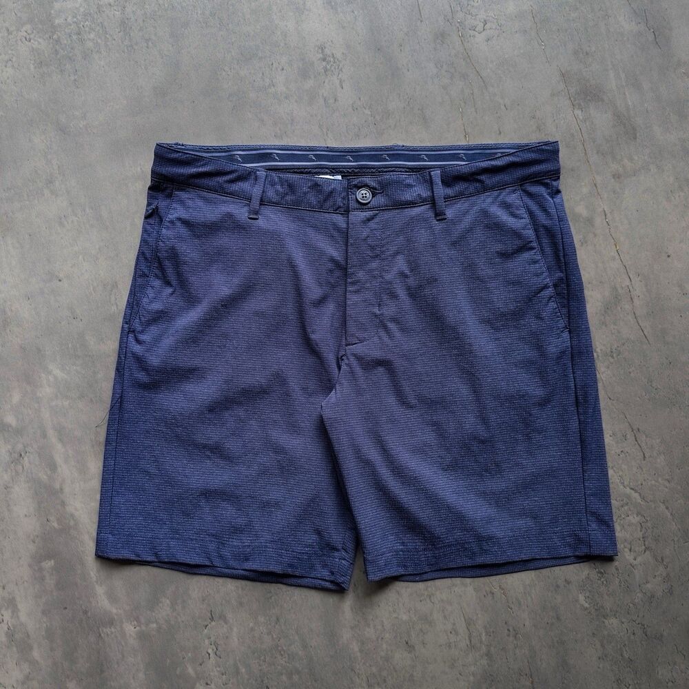 Tommy Bahama Chip Shot IslandZone Golf Shorts Mens 34 Blue Grid Stretch 8"
